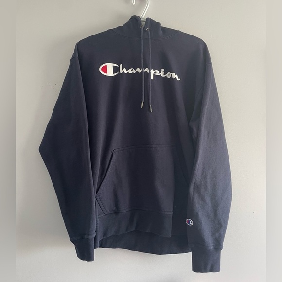 Champion Men’s Powerblend Graphic Hoodie in Navy - Picture 10 of 10